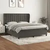 Image de Sommier À Lattes De Lit Et Matelas Gris Foncé 160x200cm Velours Vidaxl