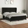 Image de Sommier À Lattes De Lit Et Matelas Noir 160x200 Cm Velours Vidaxl