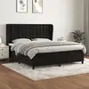 Image de Sommier À Lattes De Lit Avec Matelas Noir 180x200 Cm Velours Vidaxl