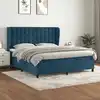 Image de Sommier À Lattes De Lit Et Matelas Bleu Foncé 180x200cm Velours Vidaxl