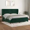 Image de Sommier À Lattes De Lit Et Matelas Vert Foncé 200x200cm Velours Vidaxl