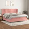 Image de Sommier À Lattes De Lit Avec Matelas Rose 200x200 Cm Velours Vidaxl