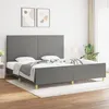 Image de vidaXL Cadre de lit avec tête de lit Gris foncé 200x200 cm Tissu 3124920