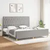 Image de Cadre De Lit Sans Matelas Avec Tête De Lit Gris Clair Tissu Vidaxl