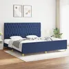 Image de Cadre De Lit Sans Matelas Avec Tête De Lit Bleu 200x200cm Tissu Vidaxl