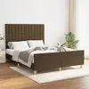 Image de Cadre De Lit Sans Matelas Marron Foncé 140x200 Cm Tissu Vidaxl