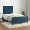 Image de Cadre De Lit Sans Matelas Bleu Foncé 120x200 Cm Velours Vidaxl