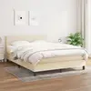 Image de Sommier À Lattes De Lit Avec Matelas Crème 140x200 Cm Tissu Vidaxl