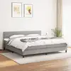 Image de Sommier À Lattes De Lit Avec Matelas Gris Clair 200x200cm Tissu Vidaxl