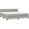 Image de Sommier À Lattes De Lit Avec Matelas Gris Clair 200x200cm Tissu Vidaxl
