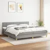 Image de Sommier À Lattes De Lit Avec Matelas Gris Clair 200x200cm Tissu Vidaxl