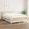Image de Sommier À Lattes De Lit Avec Matelas Crème 140x190 Cm Tissu Vidaxl