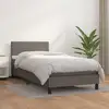 Image de Sommier À Lattes De Lit Avec Matelas Gris 90x190 Cm Similicuir Vidaxl