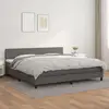 Image de Sommier À Lattes De Lit Avec Matelas Gris 200x200 Cm Similicuir Vidaxl