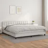 Image de Sommier À Lattes De Lit Avec Matelas Blanc 200x200cm Similicuir Vidaxl