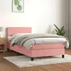 Image de Sommier À Lattes De Lit Et Matelas Rose 80x200 Cm Velours Vidaxl
