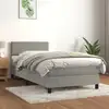 Image de Sommier À Lattes De Lit Et Matelas Gris Clair 100x200cm Velours Vidaxl