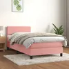 Image de Sommier À Lattes De Lit Avec Matelas Rose 100x200 Cm Velours Vidaxl