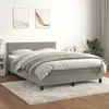 Image de Sommier À Lattes De Lit Et Matelas Gris Clair 140x190cm Velours Vidaxl
