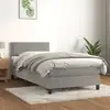 Image de Sommier À Lattes De Lit Et Matelas Gris Clair 100x200cm Velours Vidaxl