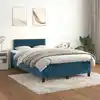 Image de Sommier À Lattes De Lit Et Matelas Bleu Foncé 120x200cm Velours Vidaxl