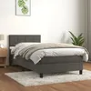 Image de 3141270 vidaXL Lit à sommier tapissier et matelas Gris foncé 80x200 cm Velours