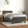 Image de Sommier À Lattes De Lit Et Matelas Gris Foncé 90x190 Cm Velours Vidaxl