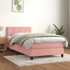 Image de Sommier À Lattes De Lit Avec Matelas Rose 100x200 Cm Velours Vidaxl