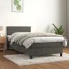Image de Sommier À Lattes De Lit Et Matelas Gris Foncé 80x200 Cm Velours Vidaxl