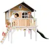 Image de Axi Sophie Maison Enfant Avec Toboggan Vert Aire De Jeux Pour L'extérieur En Marron & Blanche Maisonnette / Cabane