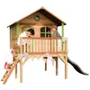 Image de Maison Enfant avec Toboggan - AXI - Sophie - Bois massif - Gris - Pour lextérieur