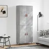 Image de Buffet Haut Gris Béton 69,5x34x180 Cm Bois D'ingénierie Vidaxl