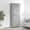 Image de Buffet Haut Gris Béton 69,5x34x180 Cm Bois D'ingénierie Vidaxl