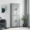 Image de Buffet Haut Gris Béton 69,5x34x180 Cm Bois D'ingénierie Vidaxl