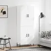Image de Buffet Haut Blanc 69,5x34x180 Cm Bois D'ingénierie Vidaxl