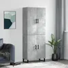 Image de Buffet Haut Gris Béton 69,5x34x180 Cm Bois D'ingénierie Vidaxl