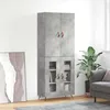 Image de Buffet Haut Gris Béton 69,5x34x180 Cm Bois D'ingénierie Vidaxl