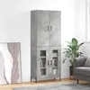Image de Buffet Haut Gris Béton 69,5x34x180 Cm Bois D'ingénierie Vidaxl