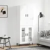 Image de Buffet Haut Blanc 69,5x34x180 Cm Bois D'ingénierie Vidaxl