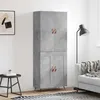 Image de Buffet Haut Gris Béton 69,5x34x180 Cm Bois D'ingénierie Vidaxl