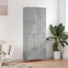 Image de Buffet Haut Gris Béton 69,5x34x180 Cm Bois D'ingénierie Vidaxl