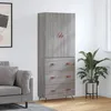 Image de Buffet Haut Sonoma Gris 69,5x34x180 Cm Bois D'ingénierie Vidaxl