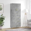 Image de Buffet Haut Gris Béton 69,5x34x180 Cm Bois D'ingénierie Vidaxl