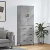 Image de Buffet Haut Gris Béton 69,5x34x180 Cm Bois D'ingénierie Vidaxl