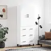 Image de Buffet Haut Blanc 69,5x34x180 Cm Bois D'ingénierie Vidaxl