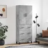 Image de Buffet Haut Gris Béton 69,5x34x180 Cm Bois D'ingénierie Vidaxl