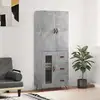 Image de Buffet Haut Gris Béton 69,5x34x180 Cm Bois D'ingénierie Vidaxl