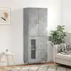 Image de Buffet Haut Gris Béton 69,5x34x180 Cm Bois D'ingénierie Vidaxl