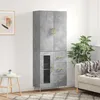Image de Buffet Haut Gris Béton 69,5x34x180 Cm Bois D'ingénierie Vidaxl