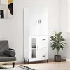 Image de Buffet Haut Blanc 69,5x34x180 Cm Bois D'ingénierie Vidaxl